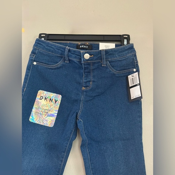 Girls Jeans Size 14 Blue Skinny Stretch Denim Distressed NWT” DKNY mtp(13) - Picture 4 of 9